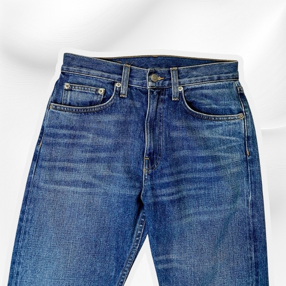 Brock Collection Medium Wash Blue Cotton Cropped Length Straight Leg Jeans Sz 2 - Picture 3 of 15